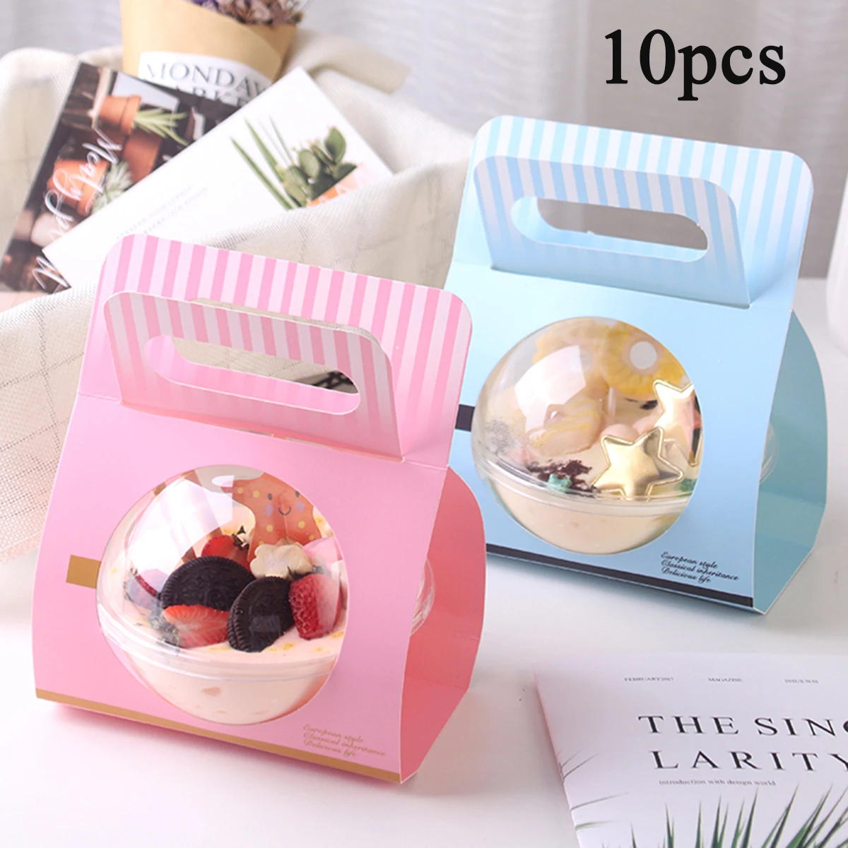 10pcsClearCakeBoxPlasticCakeBoxesAndPackagingBoxesContainer