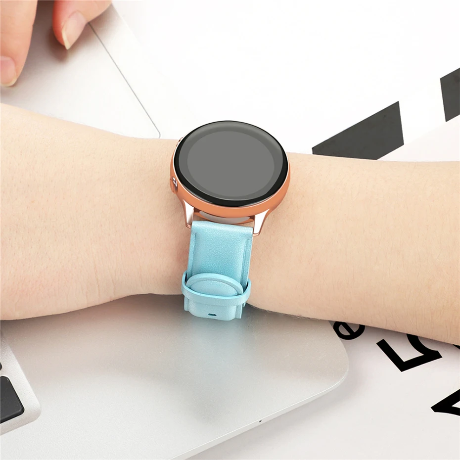 UTHAI P22 20 мм ремешок для часов из натуральной кожи для samsung Galaxy Watch Active 2 умные часы 40 мм 44 мм ремешок 20 мм ширина ремешка для часов