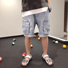 Новое поступление, джинсы для маленьких мальчиков от 4 до 12 лет летние шорты с эластичной резинкой на талии красивые повседневные шорты для мальчиков