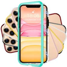 360 Magnetic Adsorption Metal Flip Case For iphone 11 11 Pro XS Max X 7 8 6 6S Plus Shockproof Double Side Tempered Glass cover