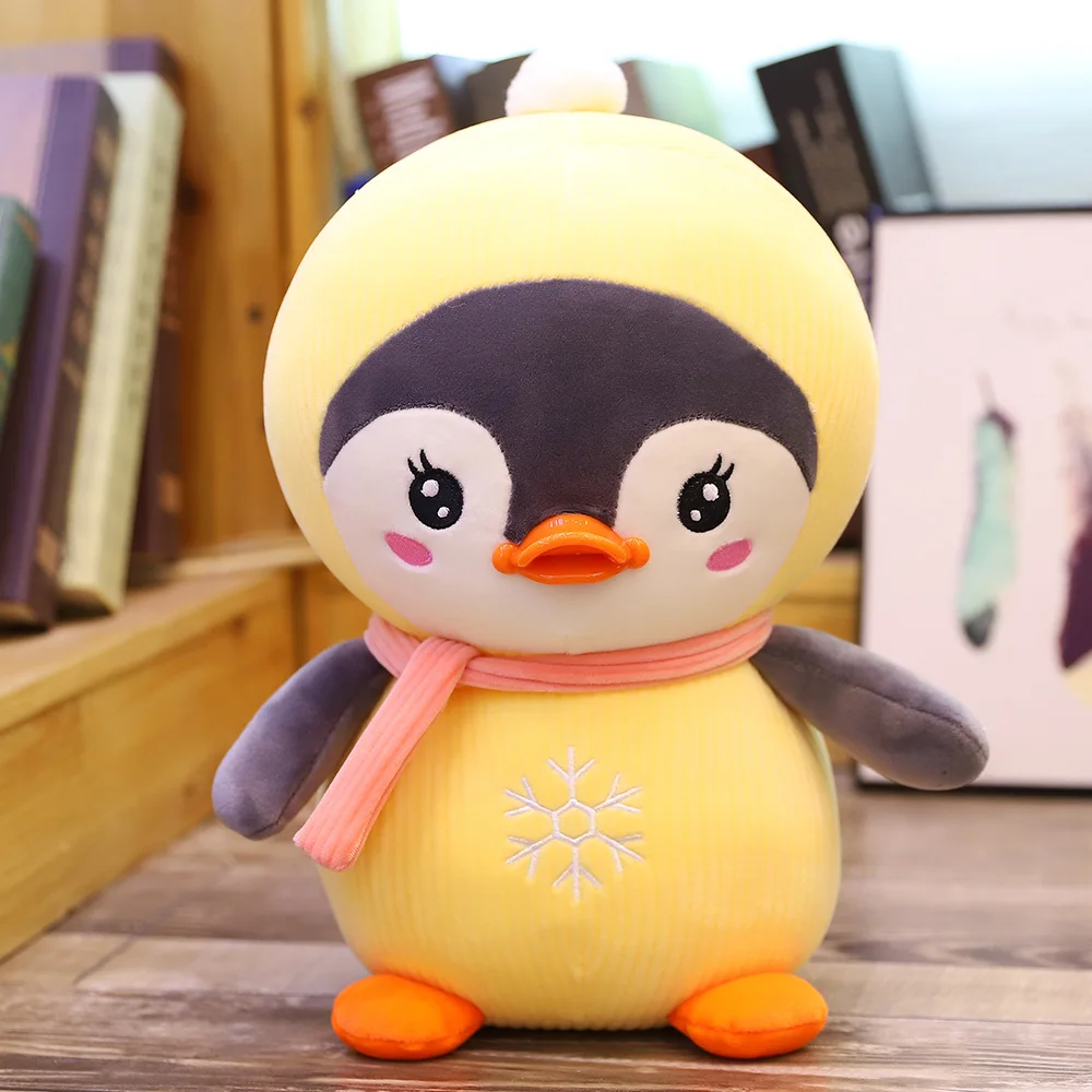 yellow 1 шт. 35/45/65 см kawaii Пингвин с шарфом плюшевая игрушка, прекрасная маленькая белая игрушка чучело игрушки милые детские мягкие детские куклы для подарок на год - Цвет: yellow