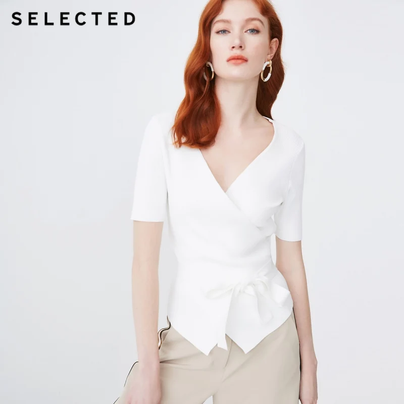 

SELECTED Women Spring&Summer Stretch V-neckline Short-sleeved Knit S|419124513