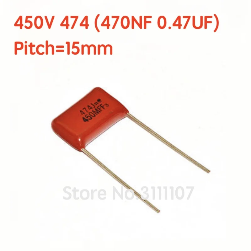 10PCS/Lot 470NF 474 450V pitch 15mm CBB Polypropylene film capacitor 0.47UF 474 470nF 450V CBB Capacitors