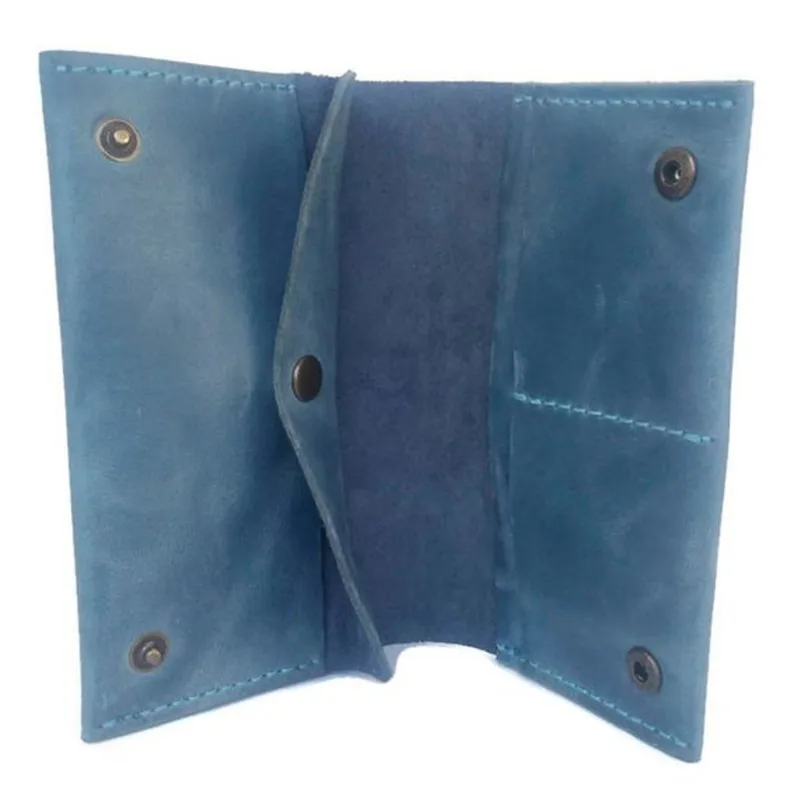 

Hot Sales Retro Leather Card Holder Cowhide First Layer Flight Ticket Certificate Holder Folding Snap Closure Leather Card Sleev