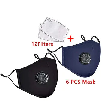 

6PC Face Mask PM2.5 Filter Anti-dust Reusable Washable Cotton Mouth Mask Bacteria Proof Mask With 12PC Activated Carbon Filter