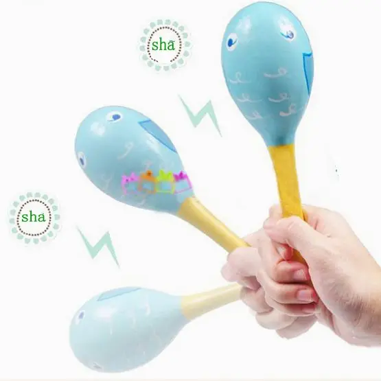 1pcs Colorful Wooden Maracas Baby Child Musical Instrument Rattle Shaker Party Children Gift Toy  toddler toys 6