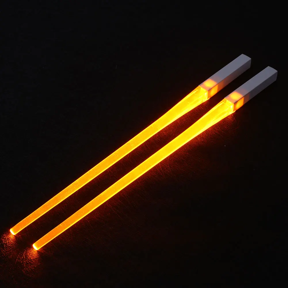 Orange 2pcs/Pair Luminous Chopsticks 8 Color Tools Accessories Party Kitchen Supplies Light LED Home Dinning Cutlery Cookware - Color: Orange