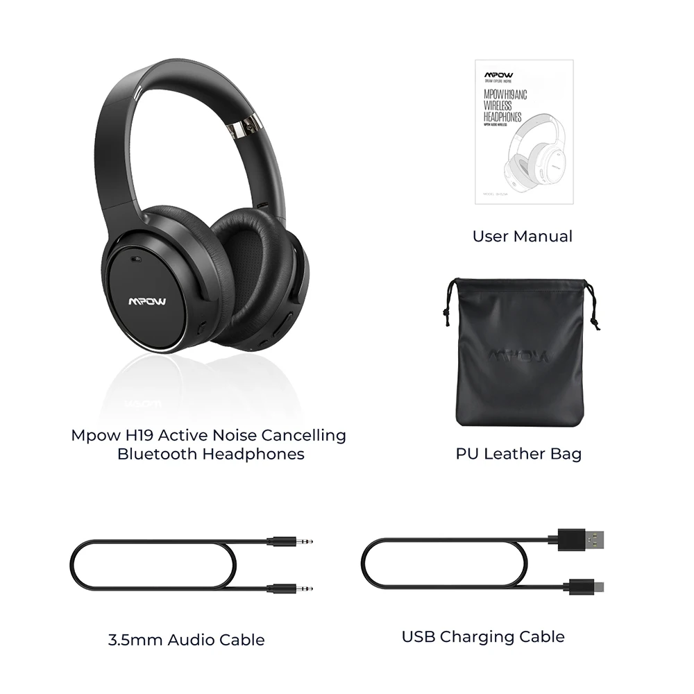 Mpow H19 беспроводные наушники Bluetooth 5,0 ANC наушники с микрофоном 30H Playtime активная шумоподавляющая гарнитура для телефона