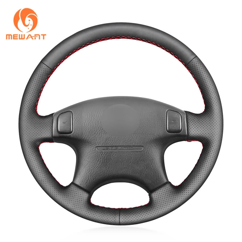 MEWANT Black Artificial Leather Hand Sew Wrap Steering Wheel Cover for Honda Civic 1996-2000 CR-V CRV Prelude 1997 1998 1999