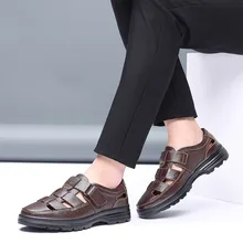 Красивые летние мужские сандалии; кожаные сандалии; мужские кожаные сандалии; черные модельные туфли; Sandalias; большие размеры 38-58; May28