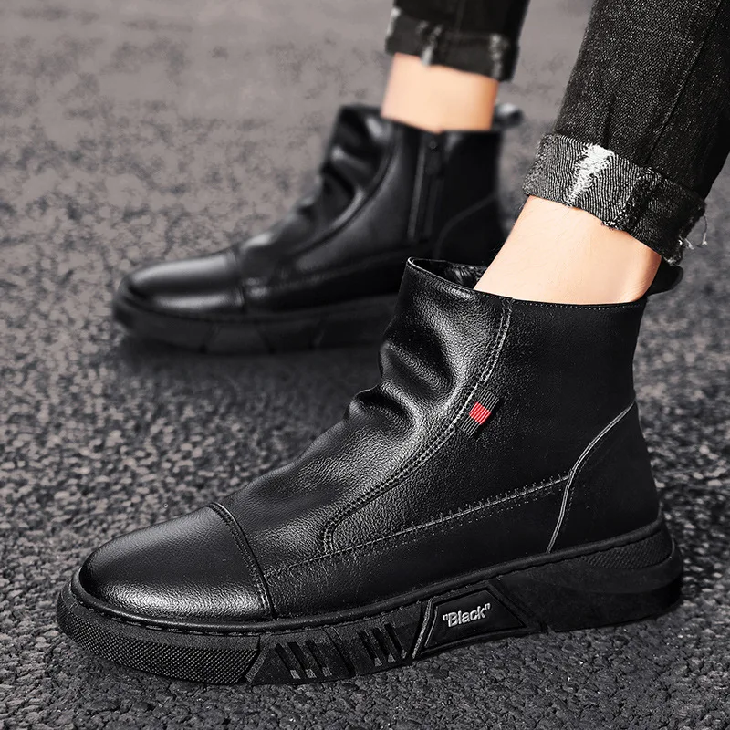 

69k autumn and winter outdoor leather boots men's casual shoes breathable short boots boots locomotive style mens shoes