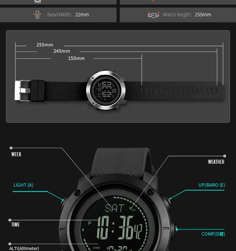 New Fashion Men's Digital Watch Top Brand SKMEI Men Wrist watch Luxury Compass Weather Forecast Electronic Bracelet Clock Male