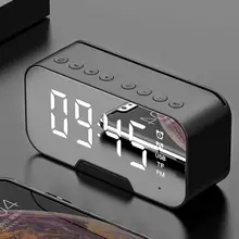 6 tipos de led espelho digital despertador subwoofer sem fio bluetooth 5.0 alto-falante mp3 fm rádio bluetooth com função suporte do telefone