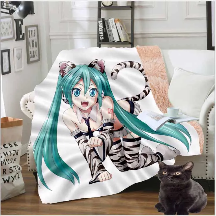 YOJULY Hatsune Мику Певица Стиль Дети взрослый 3D печатных одеяло диване пододеяльник теплое постельное белье модное офисное одеяло для короткого сна K01 - Цвет: 1