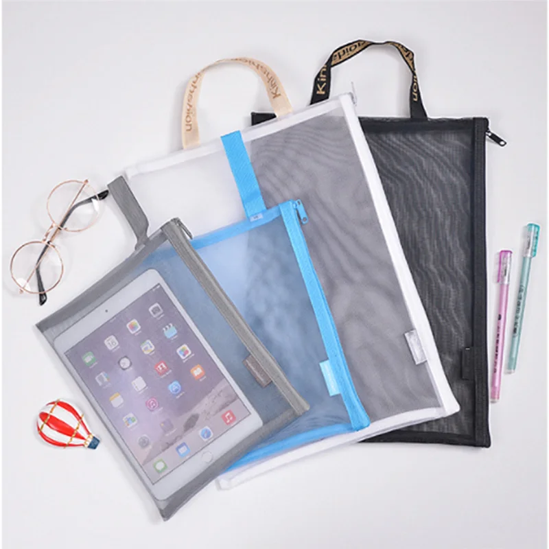 Одноцветная Сумка для документов формата А4, А5, прозрачная сумка для хранения на молнии, сумка для хранения ручек, карманная папка, офисные и школьные принадлежности