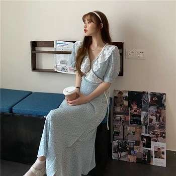 

v neck Plus Size New Summer Dress Girls Party Female Vintage Dress print short Sleeve Women Dresses long oversize Robe Vestido
