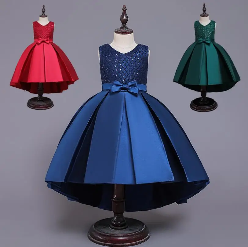 Новое блестящее атласное платье Свадебные платья для выпускного бала с цветочным узором для девочек vestidos de fiesta 6, 8, 10, 12, 14 лет