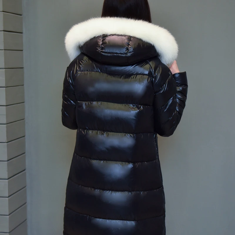 

2020 Real Fox Fur Womens Winter Jackets and Coats X-Long 90% White Duck Down Plus XXXXL Warm Coat winterjas dames XC020
