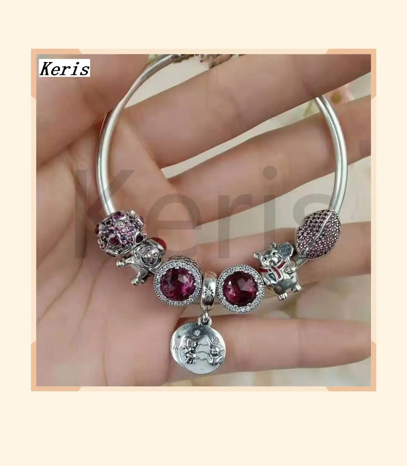 

Keris Store High Quality 1:1 100%925 Silver New Puppy Bear Pattern Beads Cat Eye String Bracelet Free Delivery