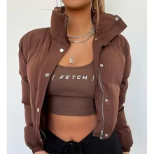 2021 Autumn and Winter Fashion Street Cotton Solid Color Zipper Long Sleeve Short Coat Jacket Women's Top Trend куртка женская