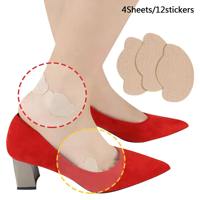 4 Sheets/12pcs Gel Shoes Stickers Heel Protector Foot Care Tool Skin Silicone Relief Plaster Blister Patch Foot Care