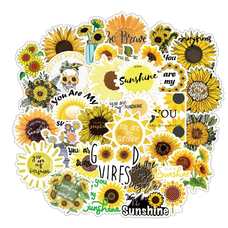 

10/30/50PCS Cute Creative Sunflower Sunflower Cartoon Trolley Case Notebook Car Graffiti Sticker Wholesale
