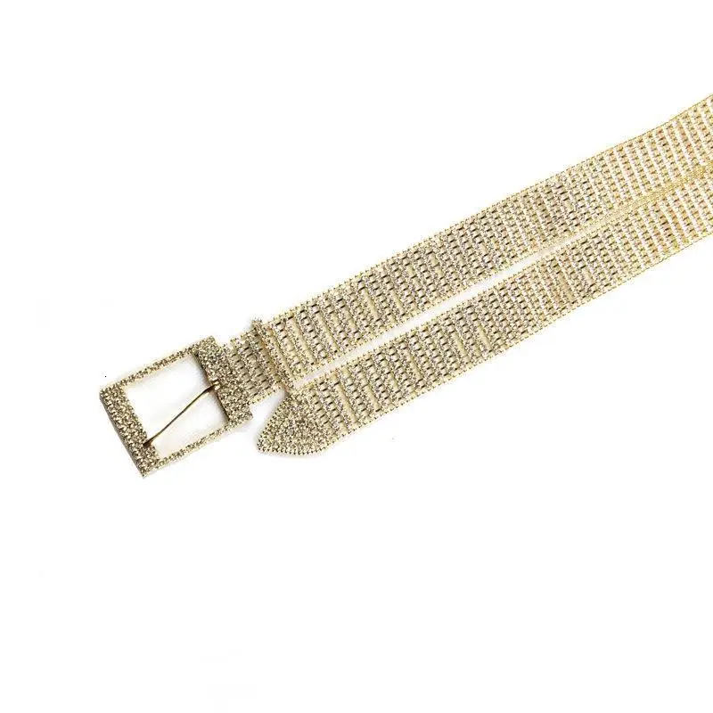 rows of drill gold Модные блестящие бриллианты золотые ремни для женщин Роскошные дамы горный хрусталь ремень алмаз серебряные женские ремни дамы Новинка - Цвет: rows of drill gold