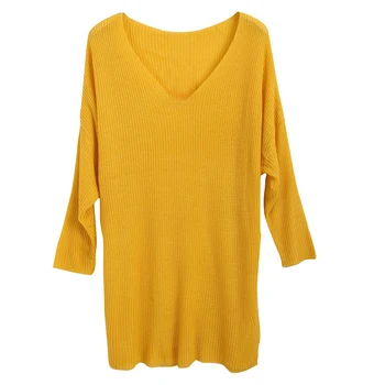 

Ladies Yellow Softness Scoop Neck Long Sleeve Pullover Knit Tunic Top
