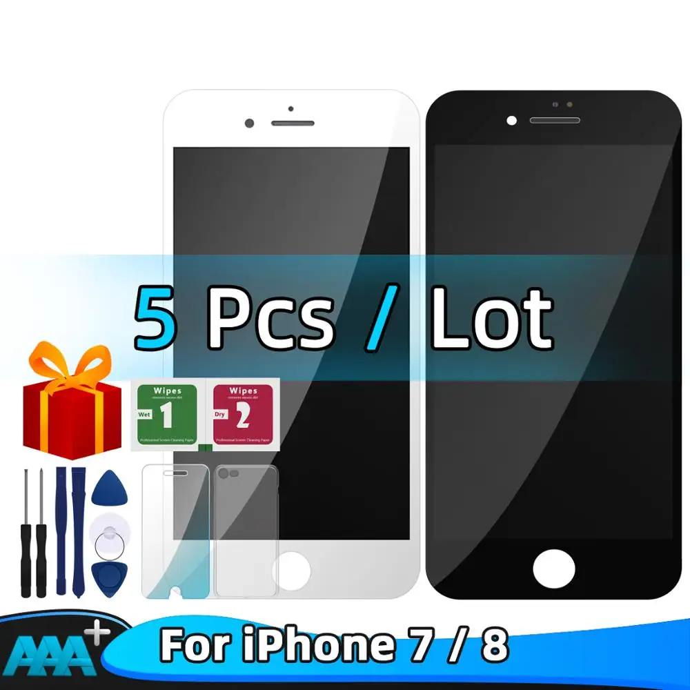 5 шт./партия AAA + ЖК-дисплей для iPhone 7 Замена сенсорного экрана 8 без битых пикселей