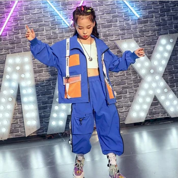 

Kids Hip Hop dancing Clothing High Neck Jacket Coat Top Running Casual Pants Girls Jazz Dance Costume Ballroom Clothes Wear
