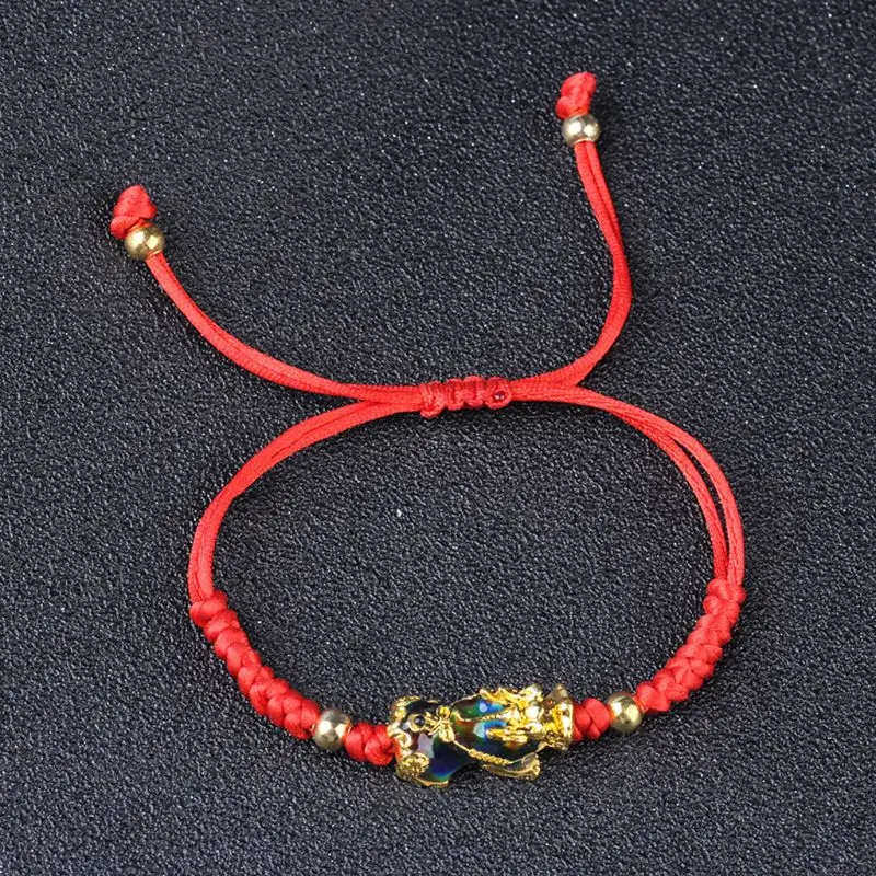 

Pi Xiu Charm Color Change Temperature Kabbalah Red String Braided Mood Bracelets U50C