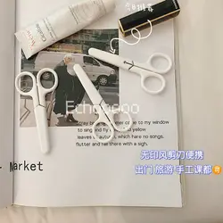 Micro ciseaux manuels portables simples blancs, petit couteau à découper en papier, couverture de protection, mini fournitures scolaires 