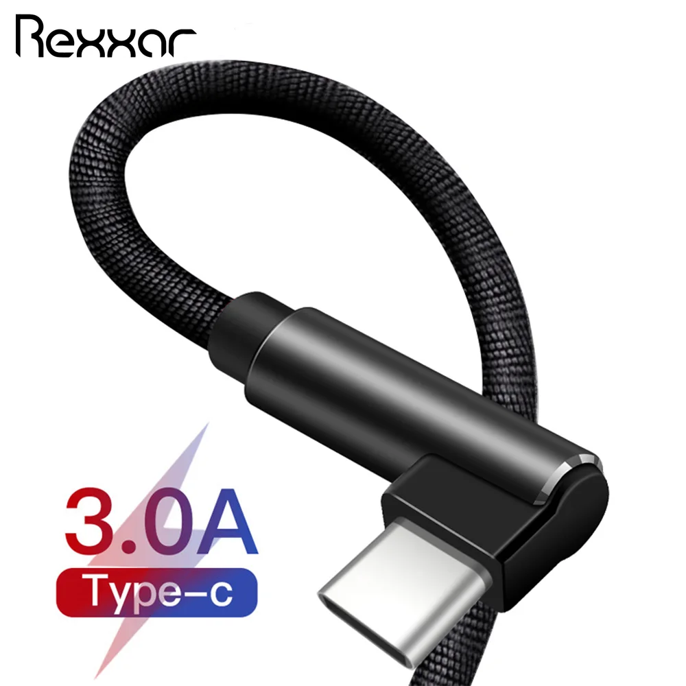 Зарядный кабель Rexxar Micro USB Type C для Xiaomi Note 5 Pro провод с углом 90 градусов Samsung Huawei Sony