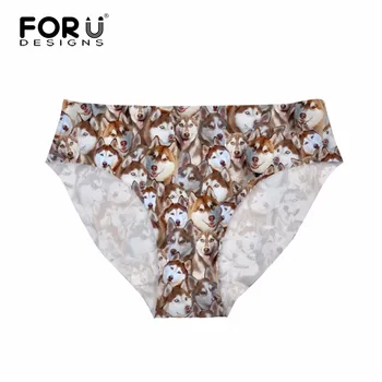 

FORUDESIGNS Cute Husky Dogs Printed Women Traceless Panties Lady Sexy Lingerie Underwear Bodybuilding Seamless Briefs Plus Size