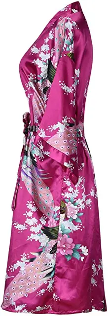 Robe de mariée en Satin de soie pour demoiselle d'honneur, peignoir Floral, Kimono court, Robe de nuit, Robe de bain, à la mode, pour femmes