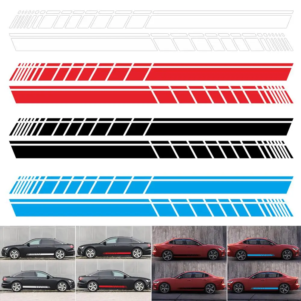 

New Car Side Stickers For Audi Ford Toyota Mini Auto Vinyl Film Car Tuning Accessories Car stripe side body sticker 4 colors