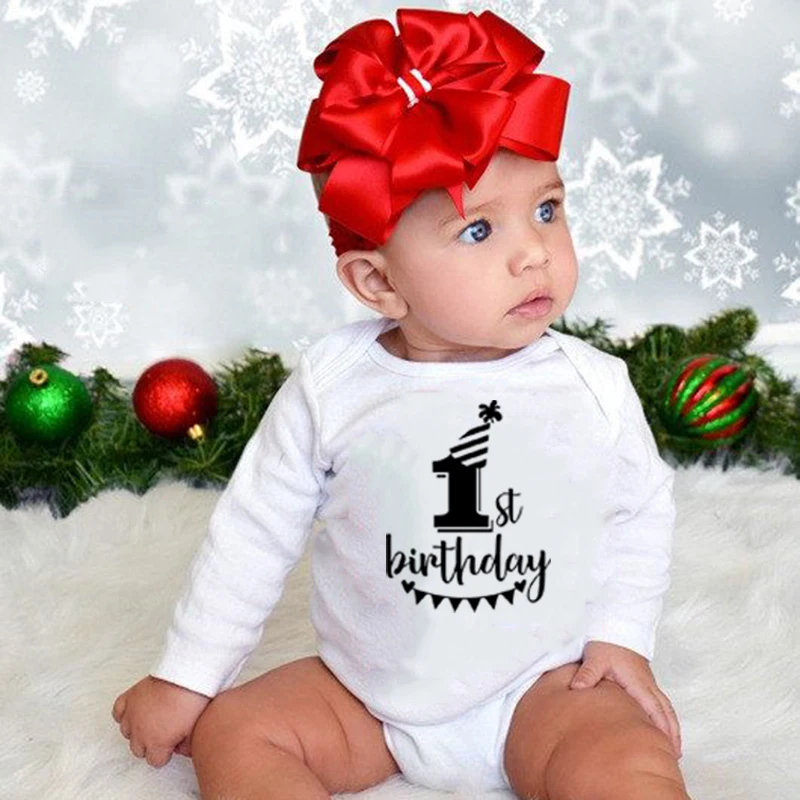 

My First Birthday Infant Boy Girl Cotton Romper Toddler Newborn One Year Old Baby Party Jumpsuit Funny Cute 0-24M Babies Clothes