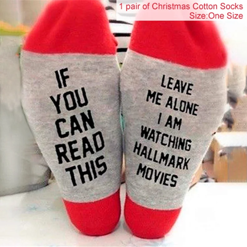 Christmas Socks 5 Если вы можете прочесть это, несите мне бокал вина/пива, стильные хлопковые носки с буквенным принтом, рождественские носки, подарок, год - Цвет: Christmas Socks 5