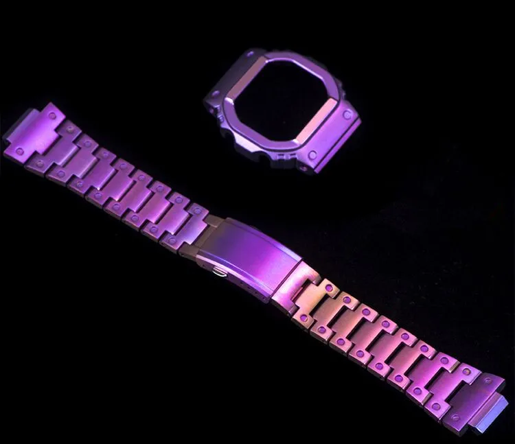 Purple Set Титан рамка для часов и ремешок для DW-5600BB GW-5000 GW-B5600 GWX-5600 - Цвет: Purple Set