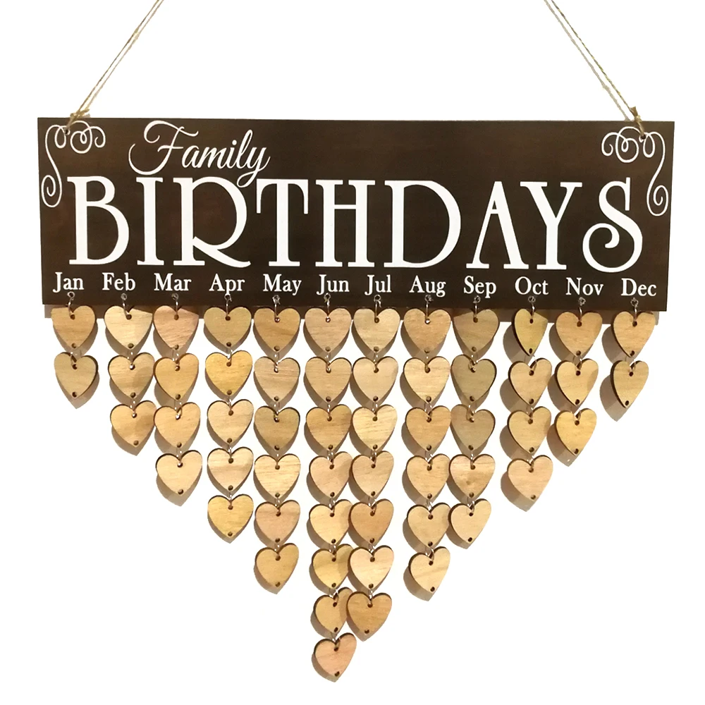 Подвеска для календаря, деревянные украшения, новинка, деревянный календарь, настенный календарь, семейный день рождения, деревянный цвет, Настенный декор, ремесло