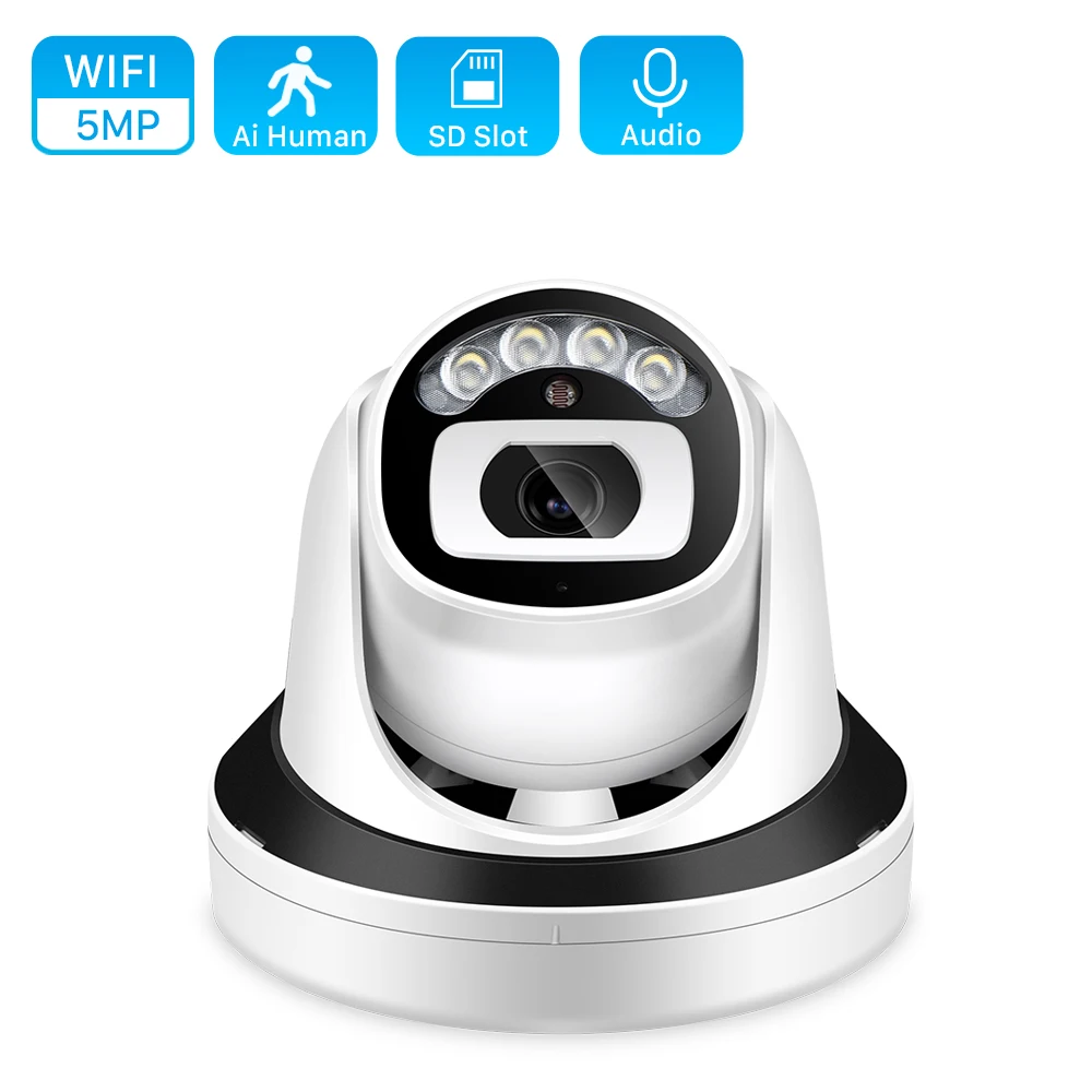 Аудио 5MP Wi Fi Камера Крытый Ai человека обнаружения Облако IP камера ONVIF H.265 1080P IP Камера 3MP Цвет ИК 20 м видеонаблюдения Купольная Камера|Камеры видеонаблюдения| | АлиЭкспресс