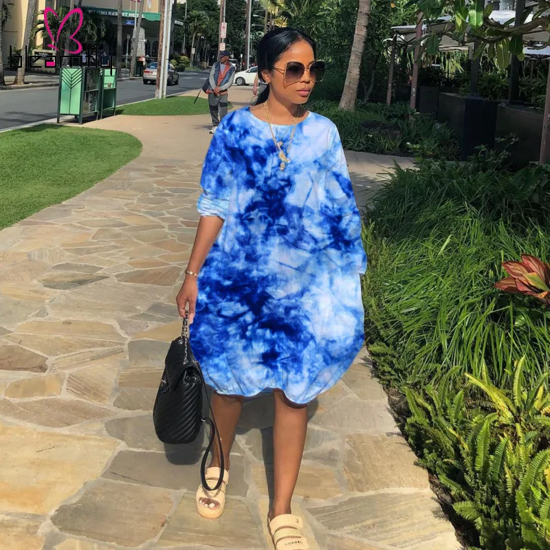 

Leopard Tie Dye Printing Women Dress O-neck Long Sleeve Loose Midi Dresses 2019 Autumn Clothes Female Casual Vestidos Streetwear