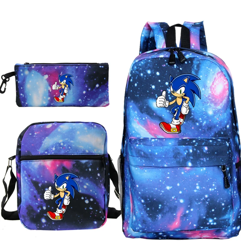 3 шт./компл. Mochila Sonic рюкзак с ежом для мужчин аниме хип хоп plecak Sac Dos Femme kpop пенал Bookbag Наплечная Сумка
