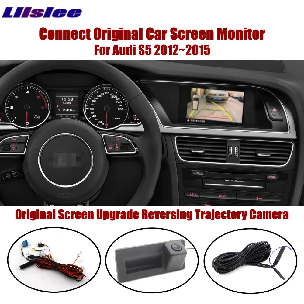 

Liislee Car For Audi A5 S5 2012~2015 Reverse Trunk Handle Camera Compatible With Original Screen Intelligent Dynamic trajectory