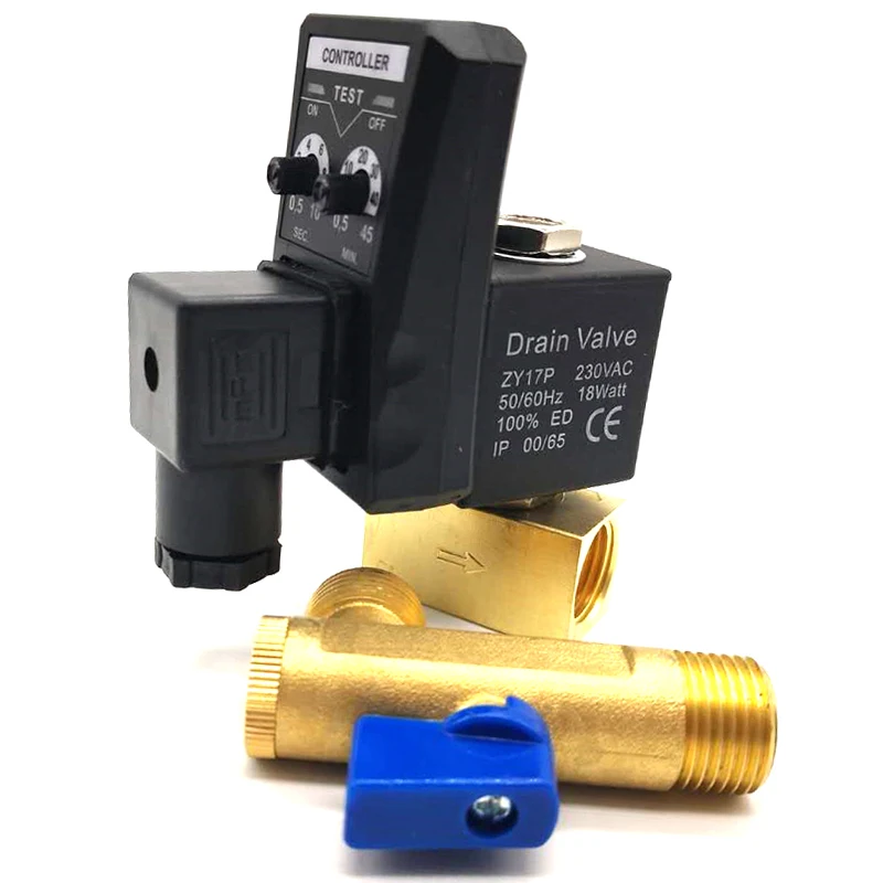 

1/2 Electronic Drain Valve Air Compressor Filter Dry Air Storage Tank Drain Cooler Dry Electromechanical Magnetic Valve 220V