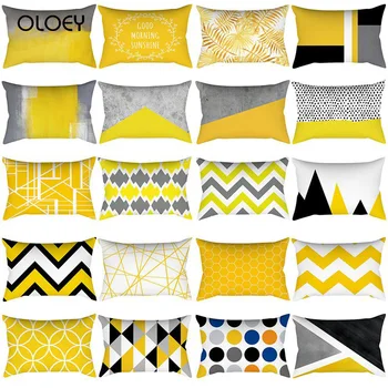 

Pineapple Leaf Yellow Pillowcase Yellow Polyester Pillowcase Geometric Stripes Flower Elegant Decorative Pillowcase 30X50cm ..