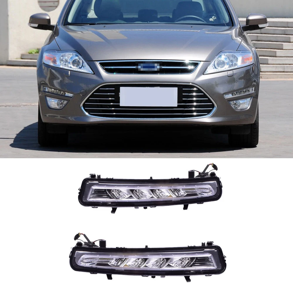 

2 шт. автомобиля DRL Светодиодный дневной светильник 12V Дневной светильник s 6000 К белый свет 12 В Водонепроницаемый автомобильные аксессуары для Ford Mondeo 2011 2012