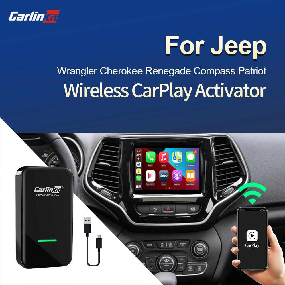 Carlinkit 2.0 CarPlay Wireless Adapter for Jeep Wrangler Grand Cherokee Renegade Compass Patriot  2015-2021 Smart box Activator