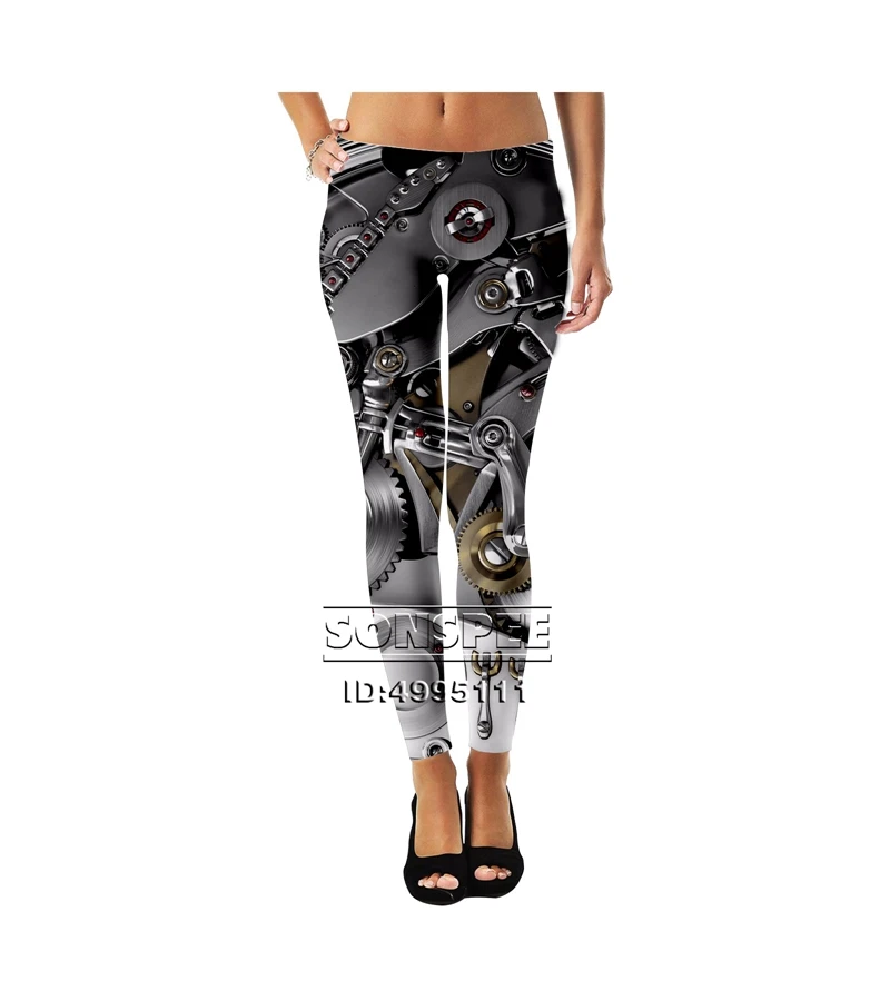

SONSPEE 3D Printed Hot Design Mechanical Engine Girls Ladies Women Mid-waist Leggings Casual Sexy Ankle Pants Leggings A1085