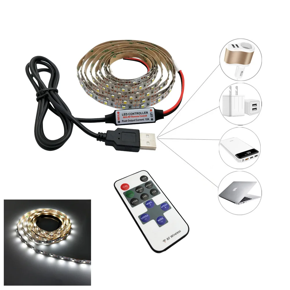 

12Keys Led Controller USB Cable Power LED strip light lamp SMD 2835 Christmas desk Decor lamp tape For TV Background Lighting